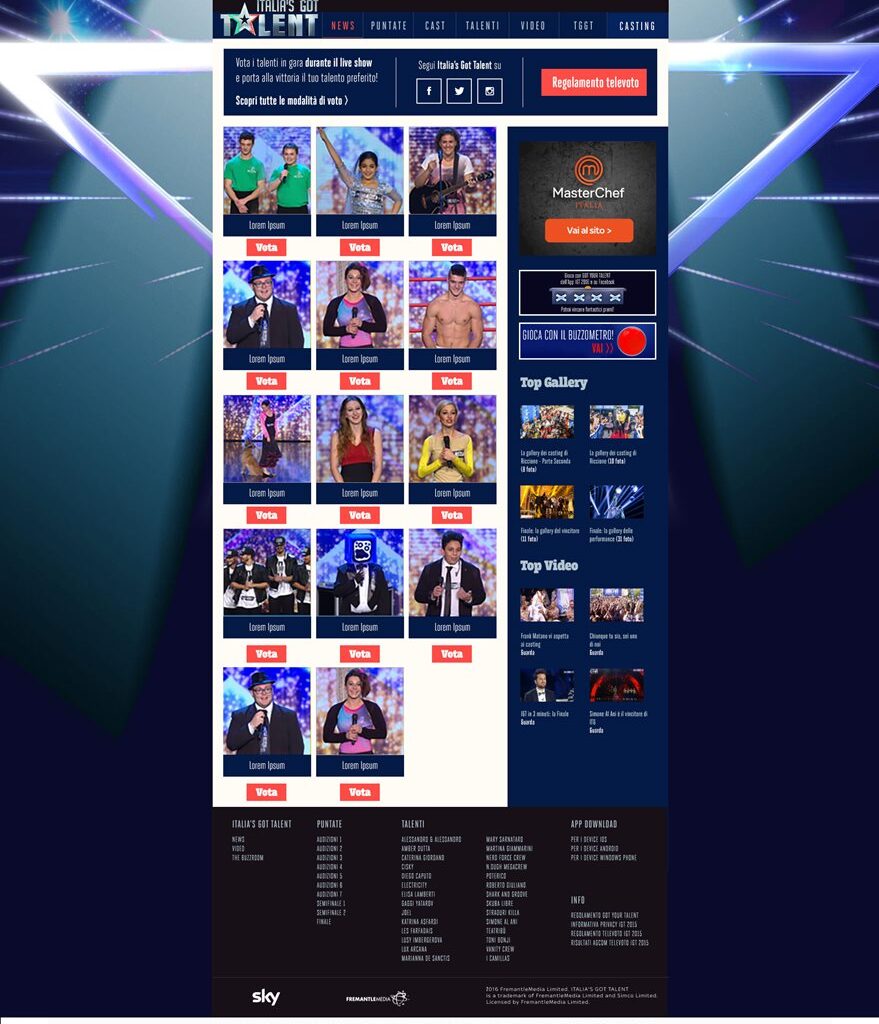 Sky - Italia's got talent 2015-2016 - Web voting