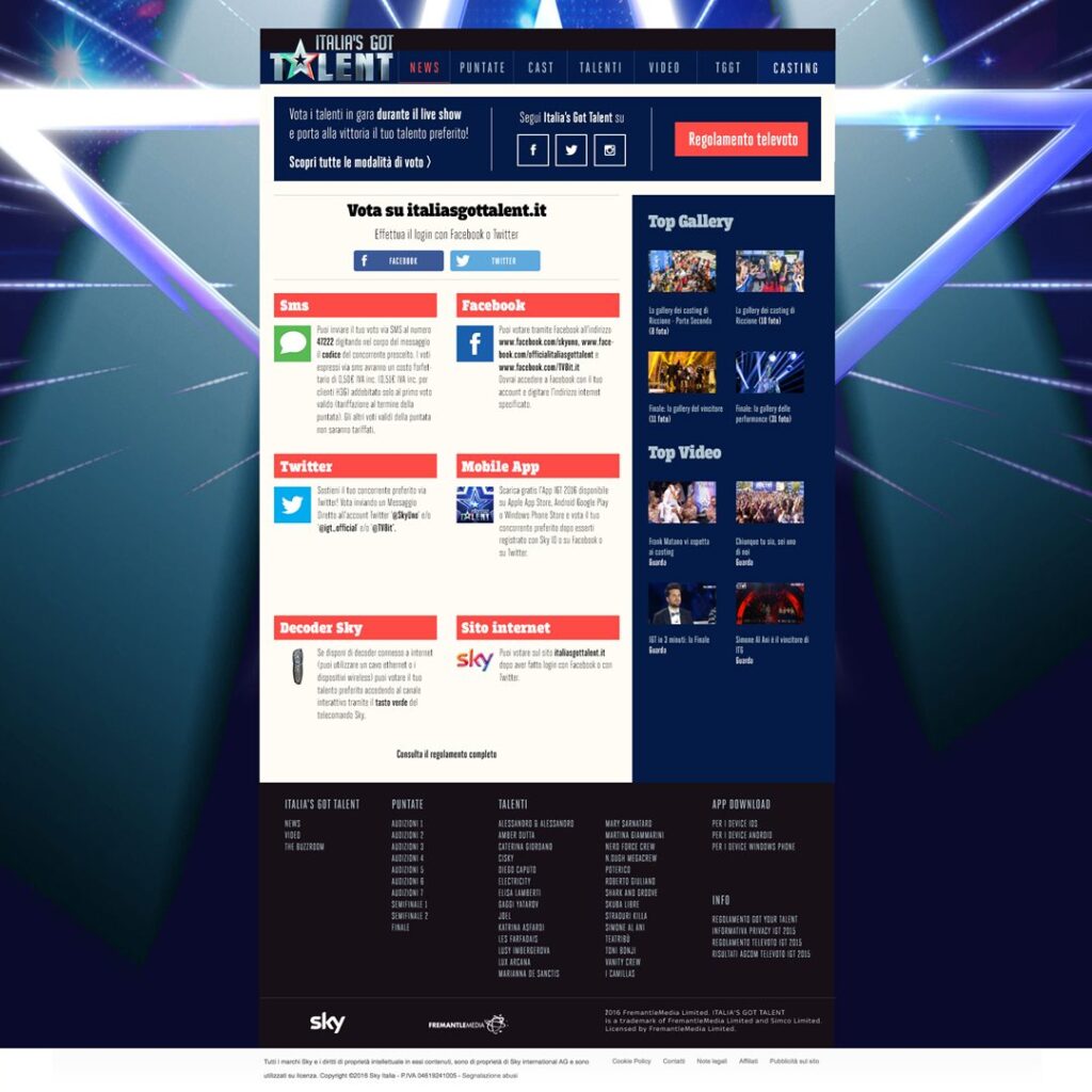 Sky - Italia's got talent 2015-2016 - Web voting