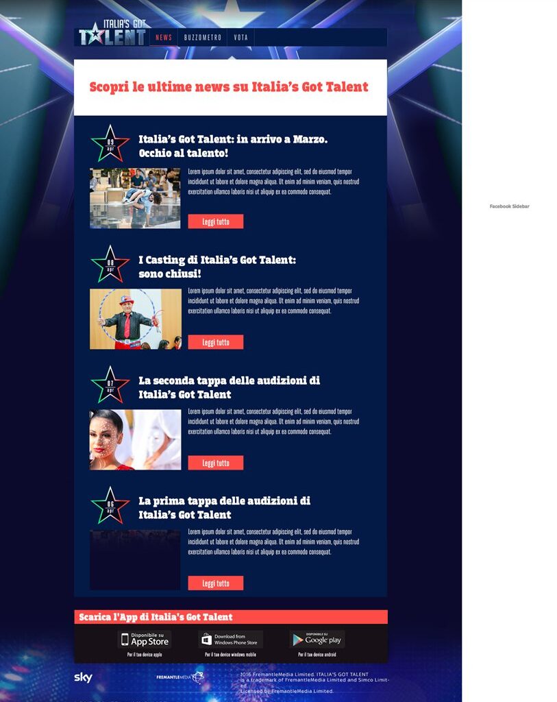 Sky - Italia's got talent 2015-2016 - Facebook app