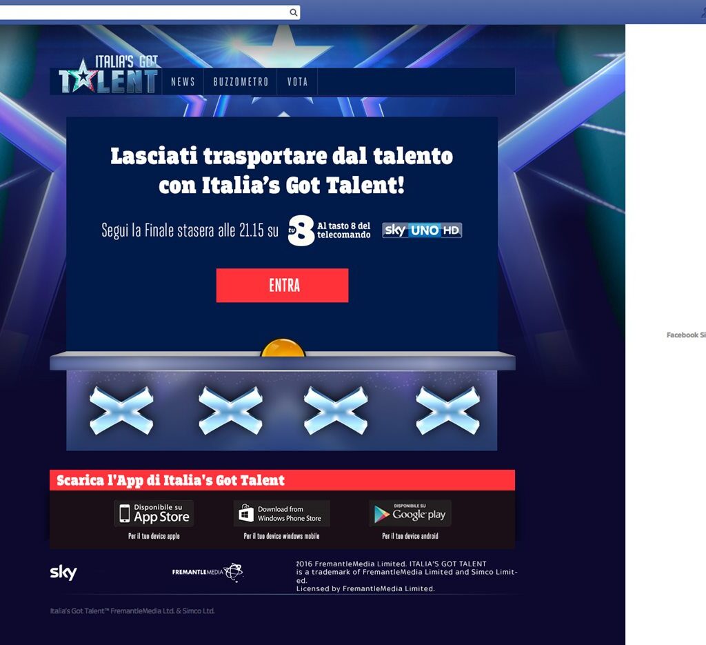Sky - Italia's got talent 2015-2016 - Facebook app