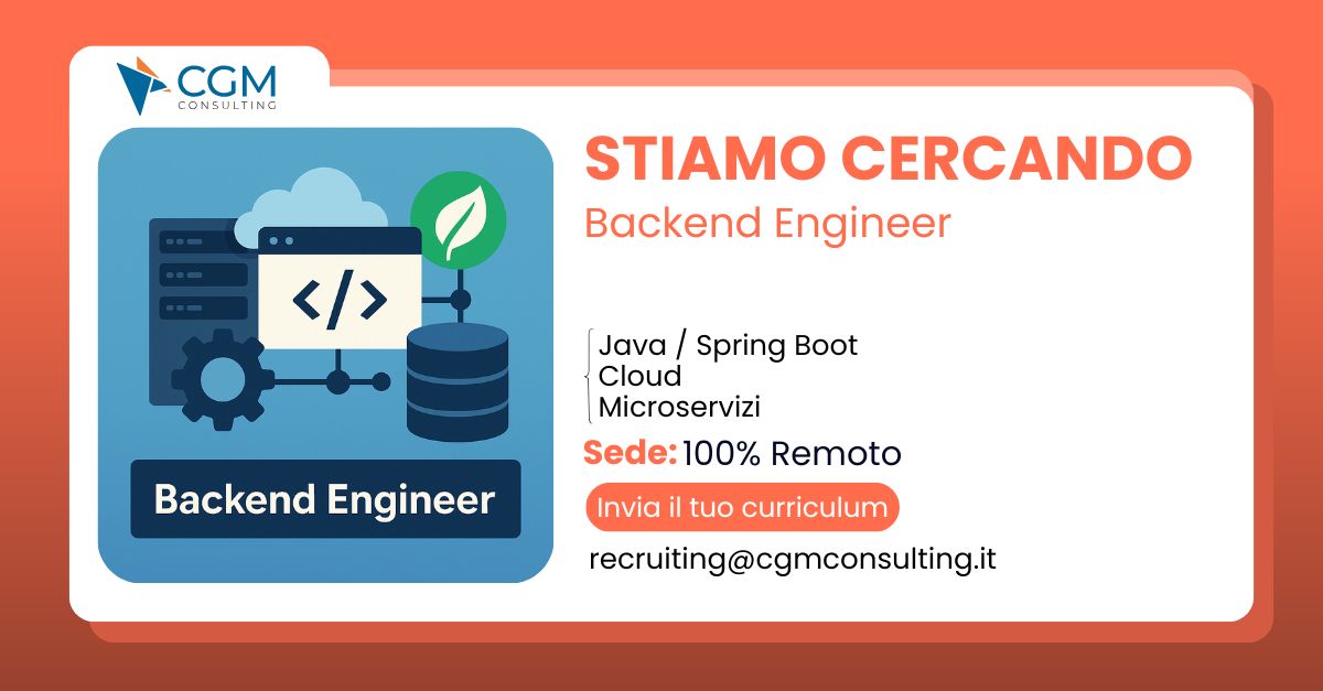 christian p. java backend developer | spring boot |... Backend Engineer Java Spring Boot, microservizi - Full Remote